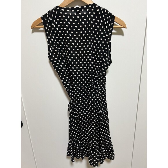 All Saints Krystal Valentine Black White Hearts Wrap Dress Size M - Picture 11 of 11